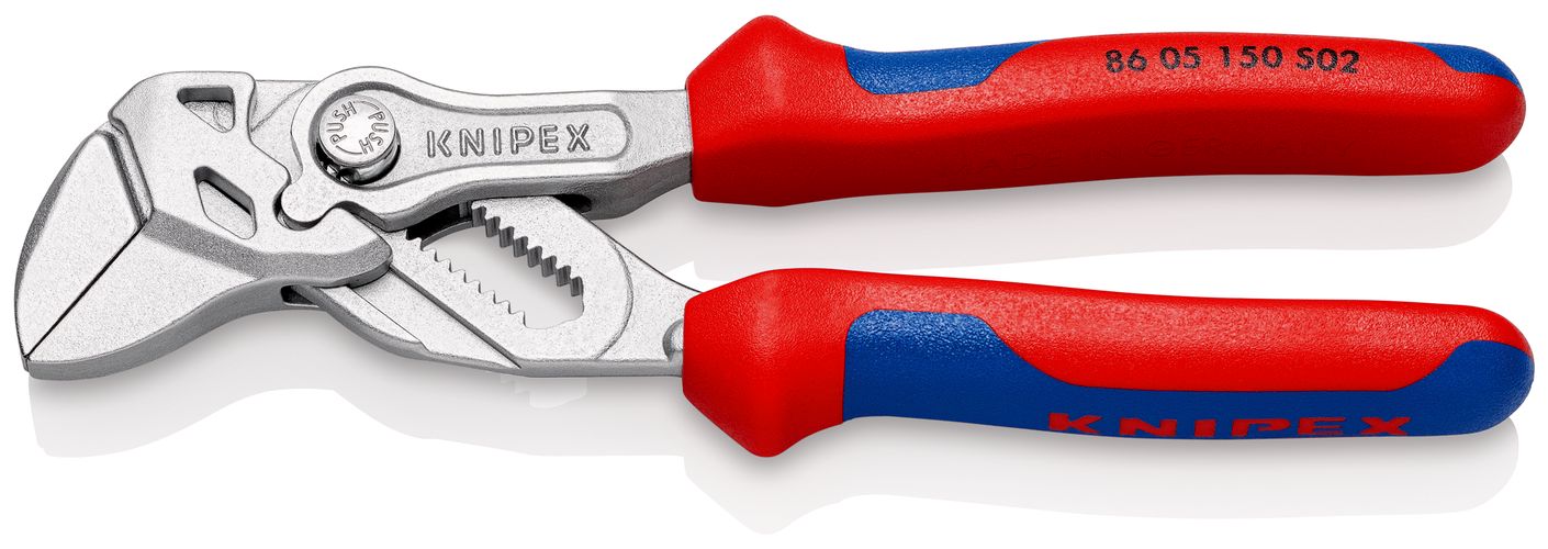 KNIPEX 86 05 150 S02 Pliers Wrench with roughened jaws with multi-component handles chrome-plated 150 mm 86 05 150 S02 4003773071785