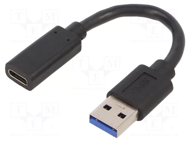 Adapter; USB 3.1; USB A plug,USB C socket; 0.1m; black GEMBIRD A-USB3-AMCF-01