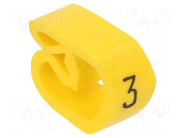 Markers; Marking: 3; 8÷16mm; PVC; yellow; -30÷80°C; leaded; CLI C WEIDMÜLLER WM-0253411511