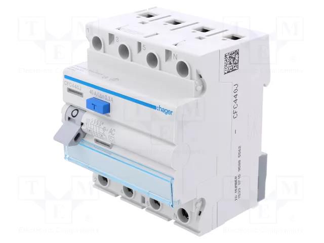 RCD breaker; Inom: 40A; Ires: 300mA; Max surge current: 250A; IP20 HAGER CFC440J