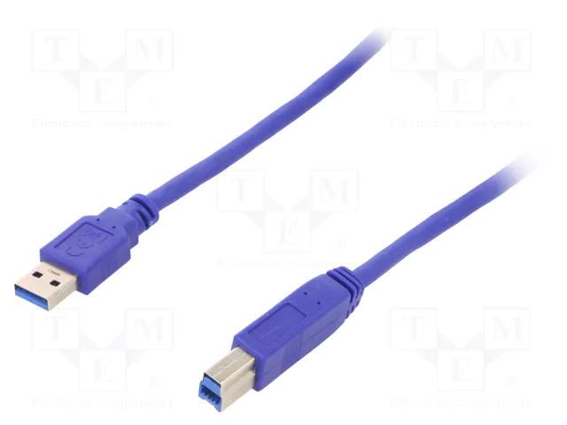 Cable; USB 3.0; USB A plug,USB B plug; gold-plated; 3m; blue; PVC GEMBIRD CCP-USB3-AMBM-10