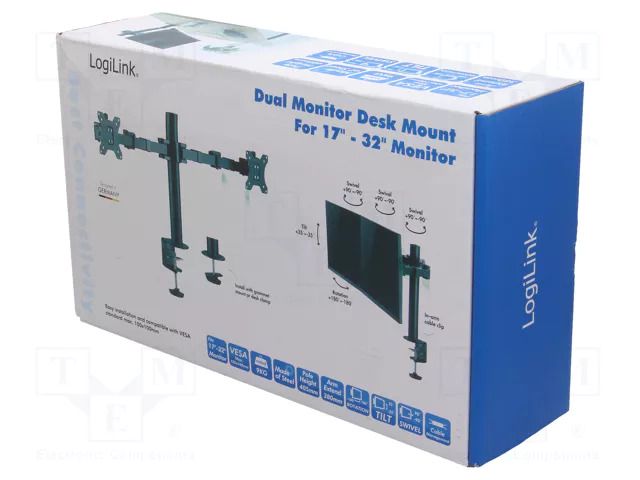 Holder; 9kg; 17÷32"; Arm len: 380mm; Standard: 75x75mm,100x100mm LOGILINK BP0106