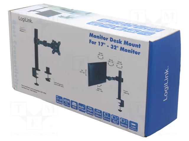 Holder; 9kg; 17÷32"; Arm len: 380mm; Standard: 75x75mm,100x100mm LOGILINK BP0105