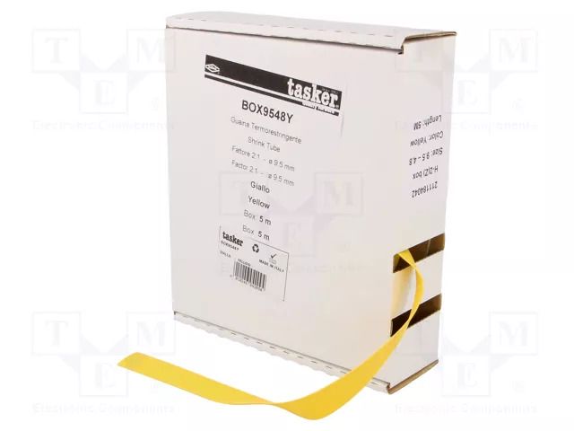 Heat shrink sleeve; glueless; 2: 1; 9.5mm; L: 5m; yellow TASKER BOX9548Y