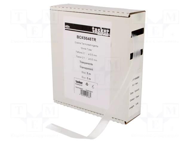 Heat shrink sleeve; glueless; 2: 1; 9.5mm; L: 5m; transparent TASKER BOX9548TR