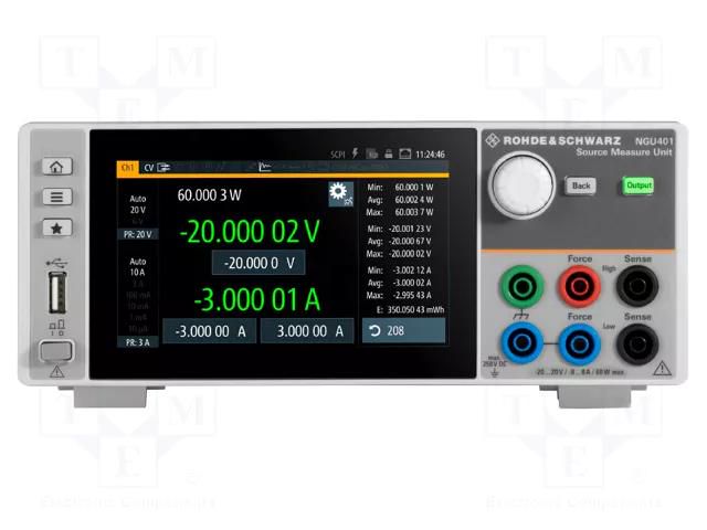 Device: source-measure; Ch: 1; -20÷20V; 8A; 60W; 50uVDC; 100÷240VAC ROHDE & SCHWARZ NGU401COM