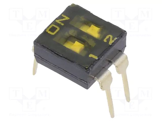 Switch: DIP-SWITCH; OFF-ON; 0.025A/24VDC; Pos: 2; PCB,THT; -40÷85°C KNITTER-SWITCH DBS1002