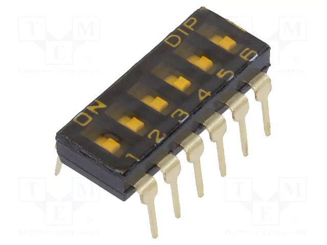 Switch: DIP-SWITCH; OFF-ON; 0.025A/24VDC; Pos: 2; PCB,THT; -40÷85°C KNITTER-SWITCH DBS1006