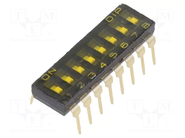 Switch: DIP-SWITCH; OFF-ON; 0.025A/24VDC; Pos: 2; PCB,THT; -40÷85°C KNITTER-SWITCH DBS1008