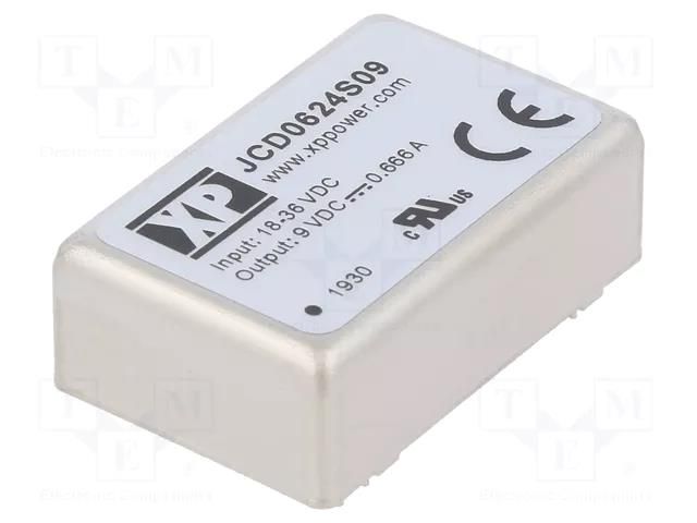 Converter: DC/DC; 6W; Uin: 18÷36VDC; Uout: 9VDC; Iout: 666mA; THT; JCD XP POWER JCD0624S09