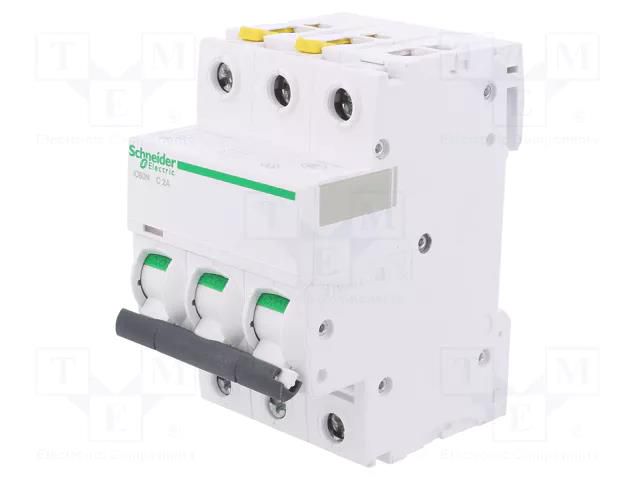 Circuit breaker; 400VAC; Inom: 2A; Poles: 3; for DIN rail mounting SCHNEIDER ELECTRIC A9F04302