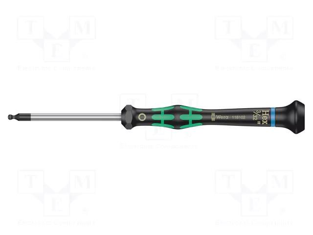 Screwdriver; precision; hex key,spherical; HEX 3/32" WERA WERA.05118102001