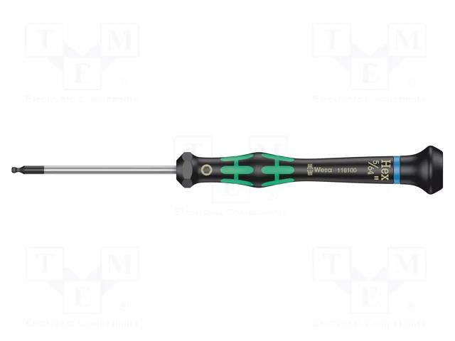 Screwdriver; precision; hex key,spherical; HEX 5/64" WERA WERA.05118100001