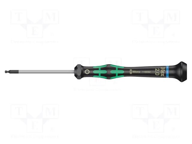 Screwdriver; precision; hex key,spherical; HEX 2mm WERA WERA.05118092001