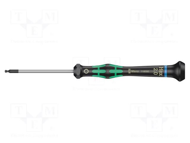 Screwdriver; hex key,spherical; precision; HEX 2mm WERA WERA.05118092001