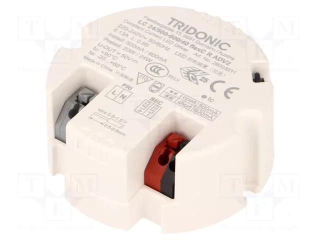 Power supply: switching; LED; 24W; 24÷40VDC; 500÷600mA; 198÷264VAC TRIDONIC 28003211