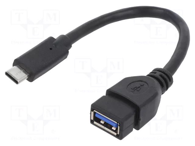 Cable; OTG,USB 3.0; USB A socket,USB C plug; 0.15m; black; bag GEMBIRD A-OTG-CMAF3-01