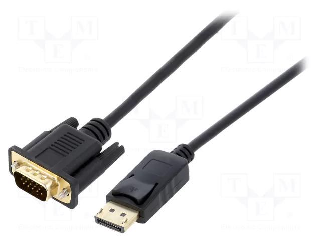 Cable; D-Sub 15pin HD plug,DisplayPort plug; PVC; 1.8m; black GEMBIRD CCP-DPM-VGAM-6