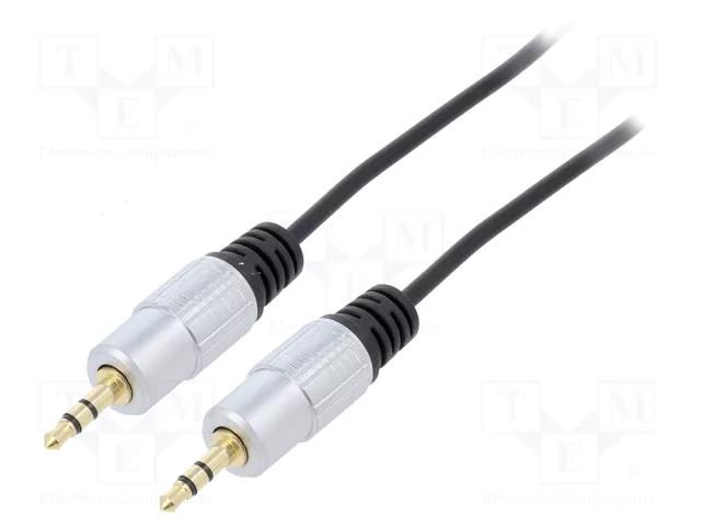 Cable; Jack 3.5mm 3pin plug,RCA plug x2; 1m; black; PVC QOLTEC QOLTEC-52339