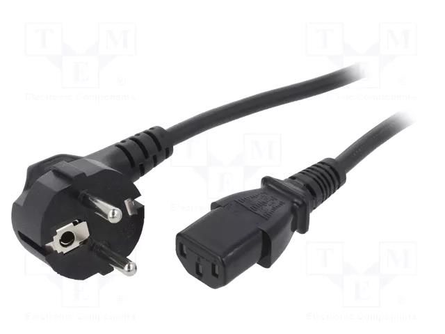 Cable; 3x0.75mm2; CEE 7/7 (E/F) plug angled,IEC C13 female QOLTEC QOLTEC-50368