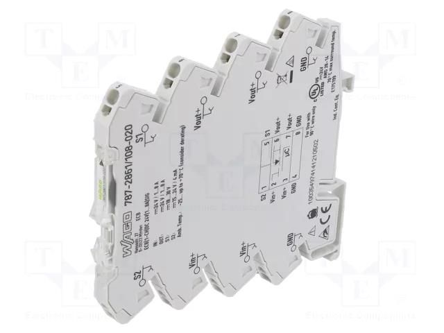 Circuit breaker; Urated: 24VDC; Inom: 1A; Poles: 1; IP20; 1262142h WAGO 787-2861/108-020