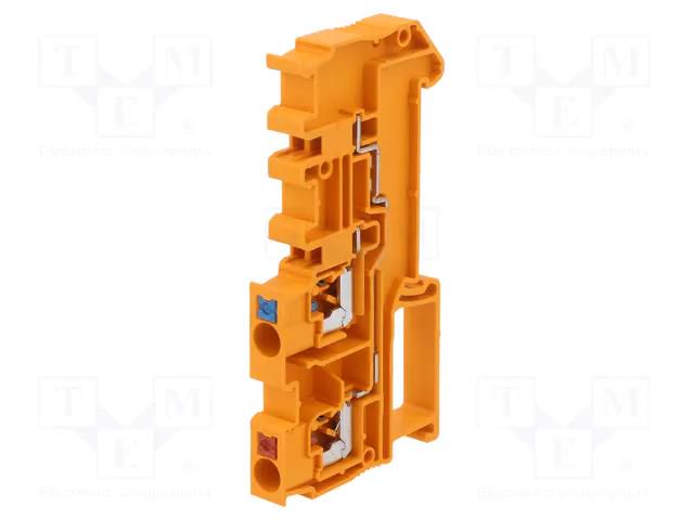 Splice terminal: rail; 0.2÷4mm2; ways: 2; terminals: 2; orange; TS35 PHOENIX CONTACT PTIO-IN2.5/3OG