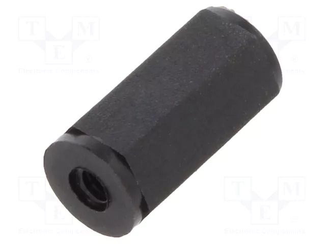 Screwed spacer sleeve; hexagonal; polyamide; M2; L: 10mm; black DREMEC TFF-M2X10/DR181