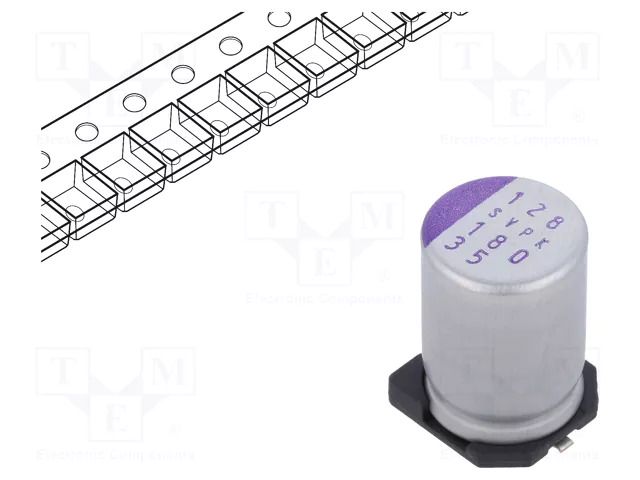 Capacitor: polymer; 180uF; 35VDC; SMD; OS-CON SVPK; ±20%; Ø8x12mm PANASONIC 35SVPK180M