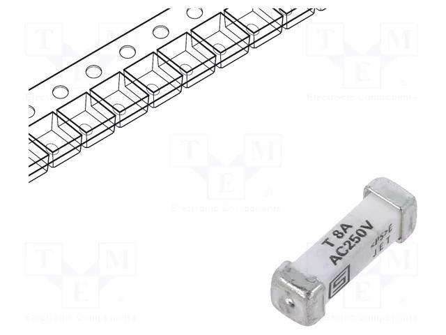 Fuse: fuse; 8A; 250VAC; 125VDC; time-lag; ceramic; 3x10.1mm; SMD SCHURTER 3403.0175.24