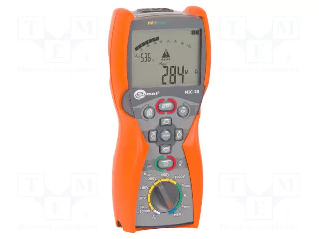 Meter: insulation resistance; LCD; R range: 199.9Ω,1999MΩ; IP67 SONEL MIC-30-ENG