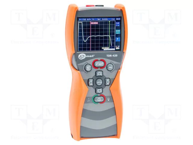 Meter: reflectometer; LCD TFT 3,5"; Resol: 1%; Range: 6km; -20÷70°C SONEL TDR-420-ENG