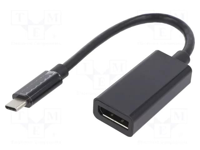 Adapter; DisplayPort 1.2,USB 3.1; 0.15m; black; black; Cablexpert GEMBIRD A-CM-DPF-01