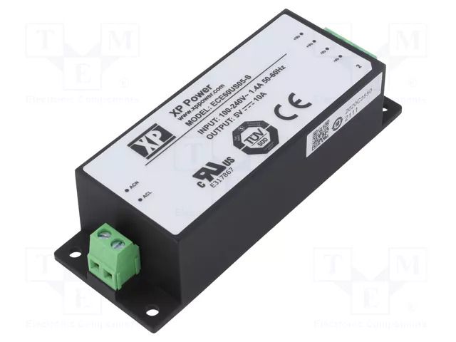 Power supply: switching; for building in; 60W; 5VDC; 10A; OUT: 1 XP POWER ECE60US05-S