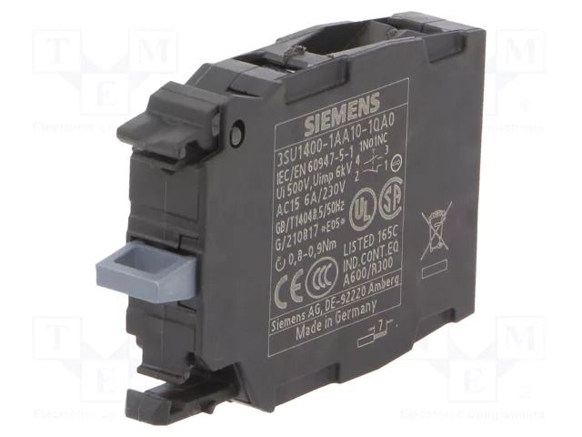Contact block; 22mm; front fixing; screw terminals; SIRIUS ACT SIEMENS 3SU1400-1AA10-1QA0