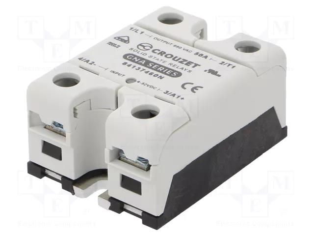 Relay: solid state; Ucntrl: 4÷32VDC; 50A; 48÷660VAC; GNA; 1-phase CROUZET 84137460N