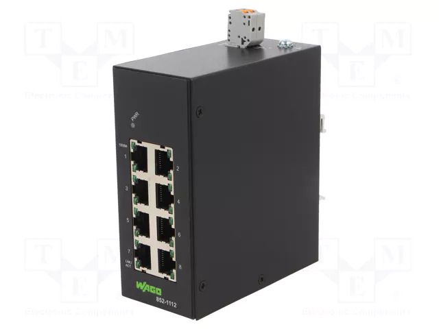 Unmanaged; Number of ports: 8; 9÷57VDC; for DIN rail mounting WAGO 852-1112