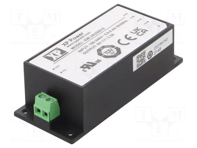 Power supply: switching; for building in; 30W; 9VDC; 3.33A; OUT: 1 XP POWER EML30US09-S