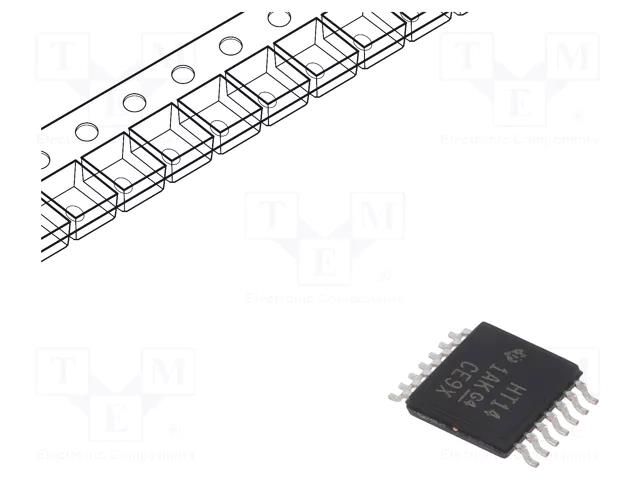 IC: digital; NOT; Ch: 6; CMOS,TTL; SMD; TSSOP14; 4.5÷5.5VDC; -40÷85°C TEXAS INSTRUMENTS SN74HCT14PWR