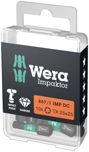 867/1 IMP DC TORX® DIY Impaktor bits, 10 x TX 15x25, Wera 05057623001