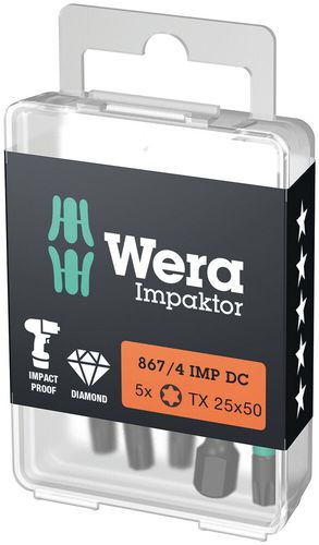 867/4 IMP DC TORX® DIY Impaktor bits, 5 x TX 40x50, Wera 05057667001