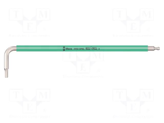 Wrench; Hex Plus key,spherical; HEX 2mm; Overall len: 101mm; long WERA WERA.05022661001