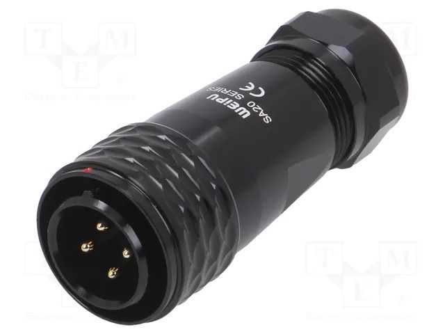 Connector: circular; plug; male; PIN: 4; IP67; SA20; 8÷12mm; 25A; 500V WEIPU SA2010/P4IB