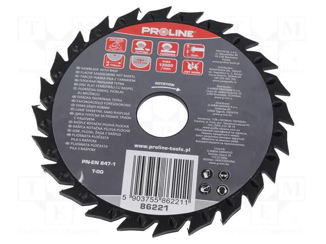 Cutting wheel; Ø: 115mm; with rasp; Ømount.hole: 22.2mm PROLINE PRE-86221