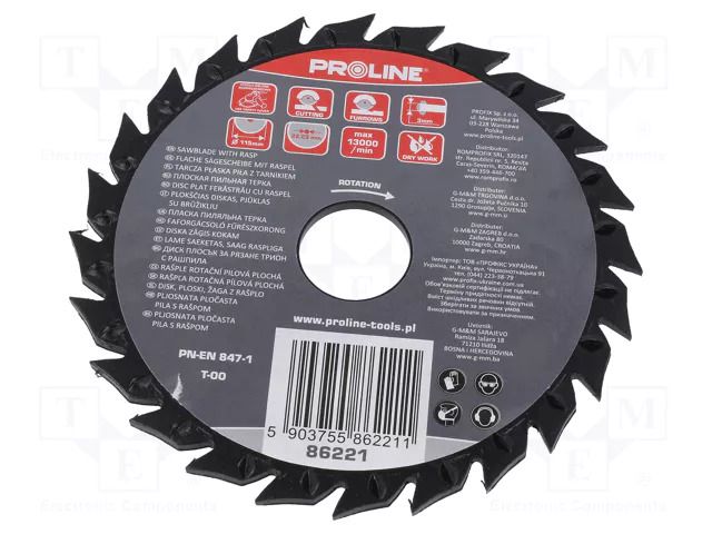 Cutting wheel; Ø: 115mm; with rasp; Ømount.hole: 22.2mm PROLINE PRE-86221
