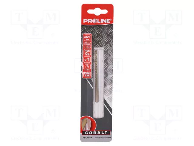 Drill bit; for metal; Ø: 5.1mm; high speed steel cobalt HSS-Co PROLINE PRE-78051K