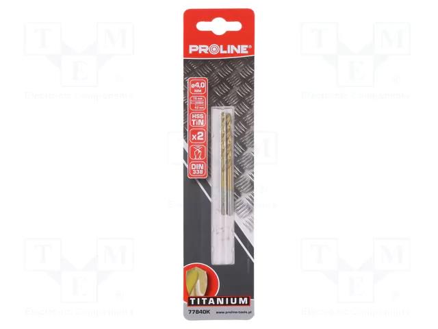 Drill bit; for metal; Ø: 4mm; high speed steel TIN coated HSS-R PROLINE PRE-77840K