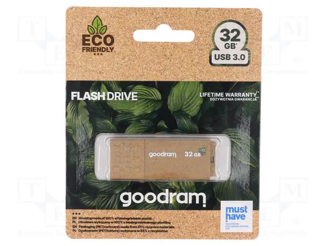 Pendrive; Eco Friendly,USB 3.2; 32GB; R: 60MB/s; W: 20MB/s; brown GOODRAM UME3-0320EFR11