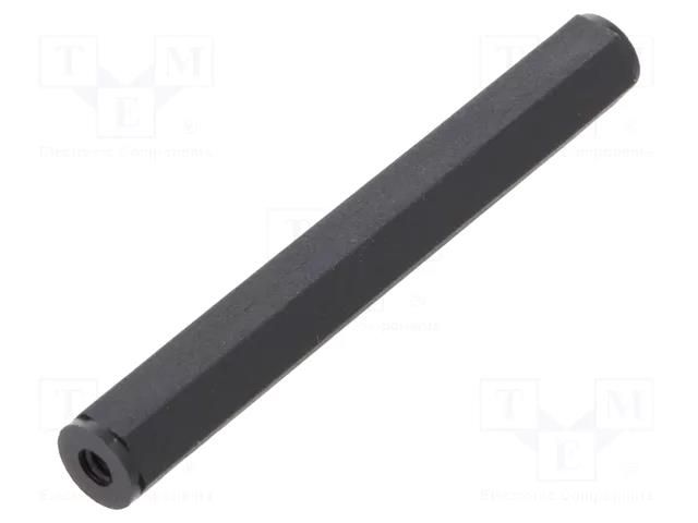 Screwed spacer sleeve; hexagonal; polyamide; M2; L: 40mm; black DREMEC TFF-M2X40/DR181