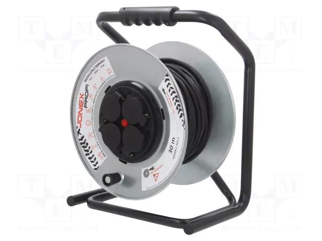 Extension lead; reel,with non-rotating sockets; Sockets: 4; 30m JONEX PS-BM-RR-3X1.5/30