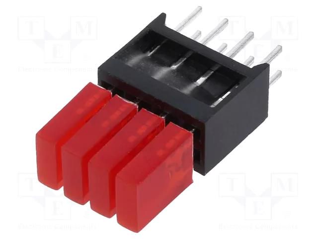 LED; in housing; 1.8mm; No.of diodes: 4; red; 20mA; 110°; 3÷7mcd MENTOR 2413.2433
